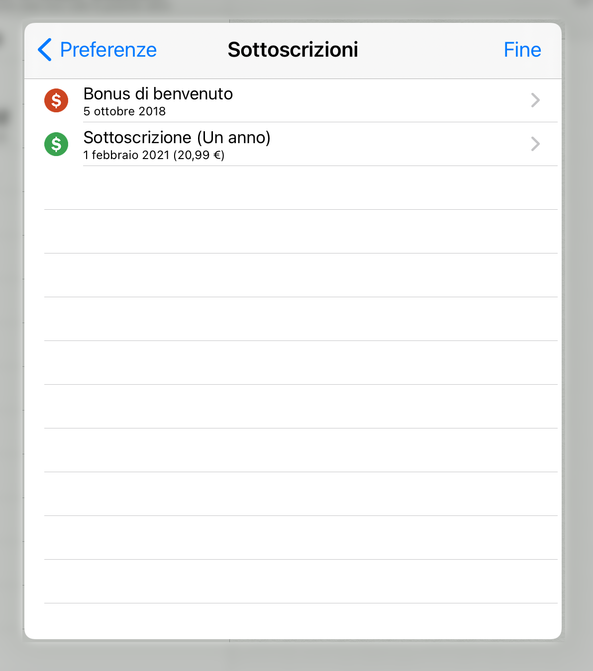 Storico delle sottoscrizioni. Storico delle sottoscrizioni.